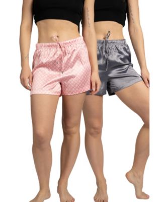 Women's 2-Pack Satin Drawstring Pajama Lounge Shorts