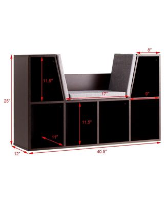 6-Cubby Kid Storage Bookcase Cushioned Reading Nook