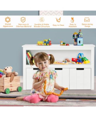 Kid Toy Storage Cabinet 3 Drawer Chest with Wheels Large Storage Cube Shelf