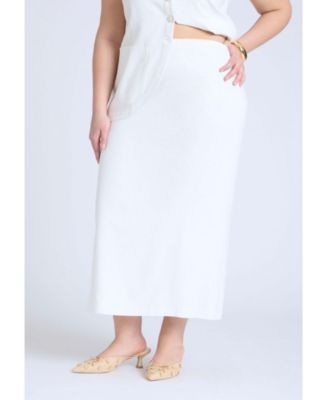 Women's Plus Size Linen Blend Column Skirt