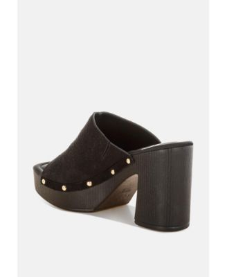 Masaki Soft Suede Leather Wooden Clogs