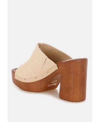 Masaki Soft Suede Leather Wooden Clogs