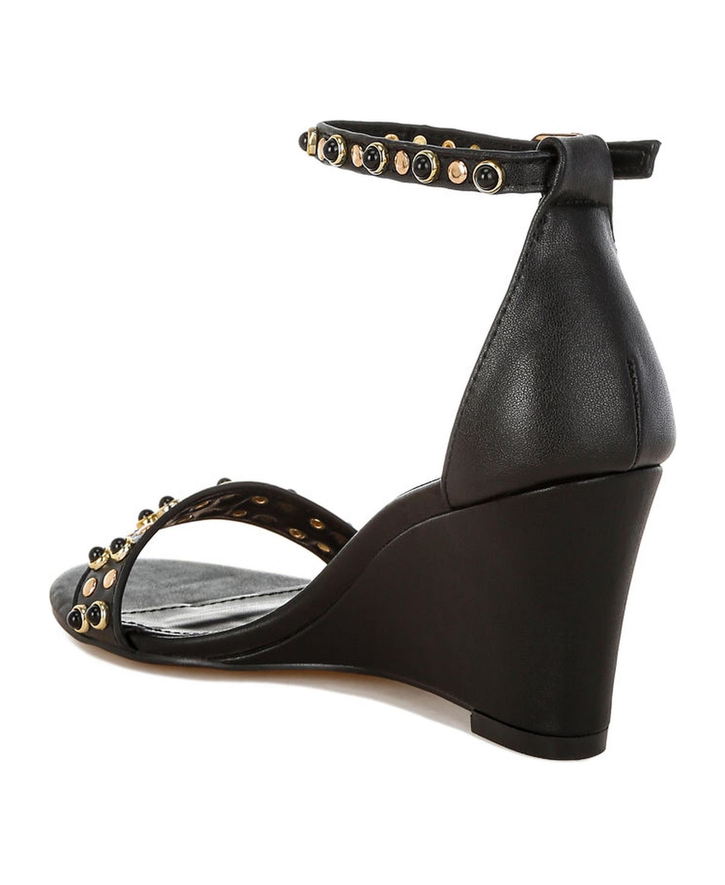 Женские сандалии Rag & Co Nidara Studs Embellished Genuine Leather, цвет: Чёрный кожаный — фото 2
