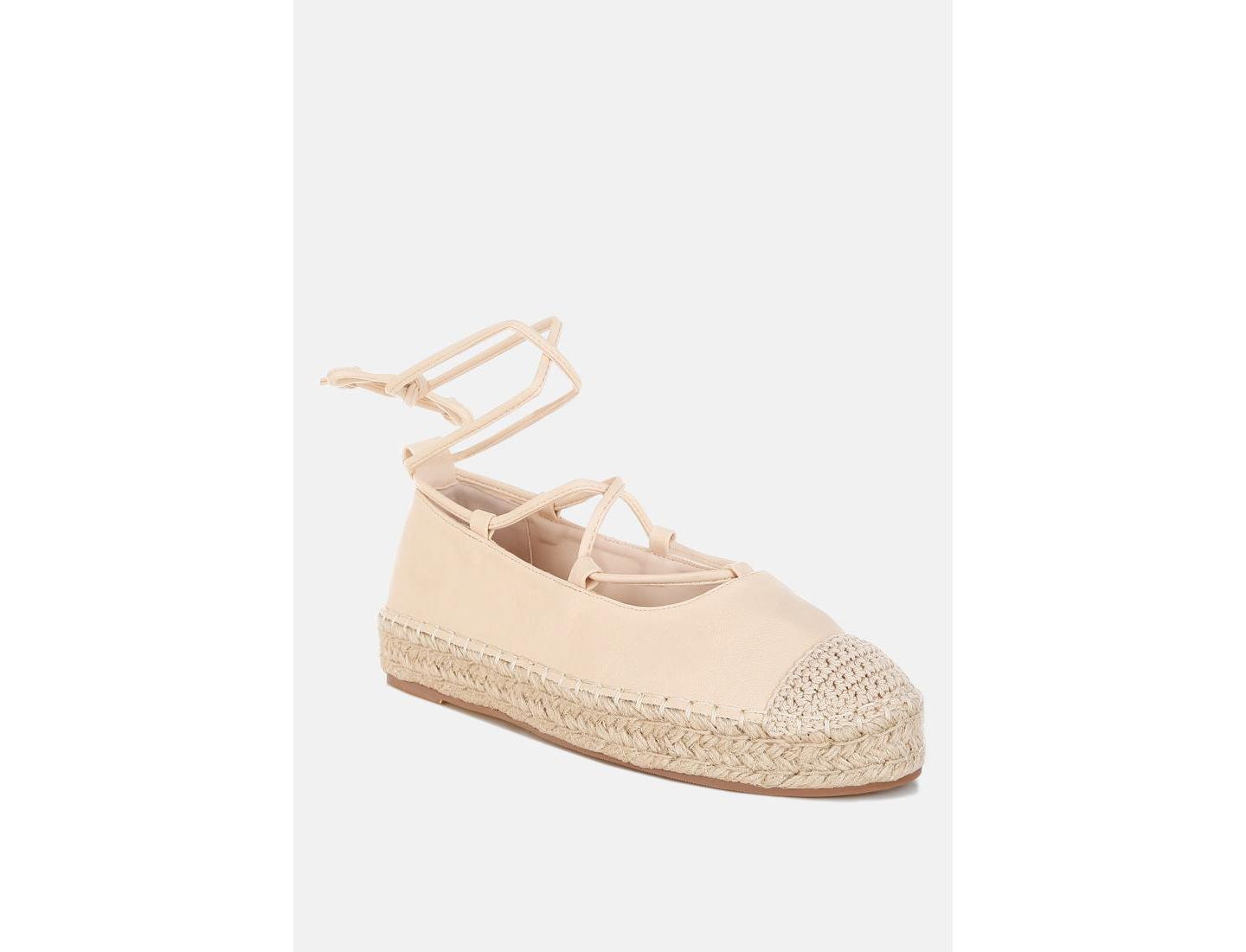 Женские сандалии London Rag Alaya Woven Toe Lace-Up Espadrilles, цвет: Бежевый — фото 1