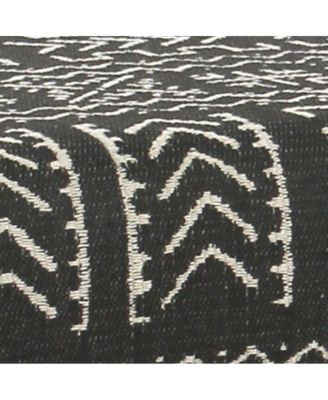 Tribal Pattern Upholstered Ottoman with X-Shape Legs for Stylish Seating & Storage