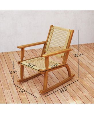 2-Piece Outdoor Rocking Chair, Acacia Wood Outdoor Rockers,