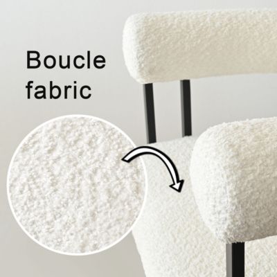 2-Pc Boucle Upholstered Modern 24.5-Inch with Curved Armrests – Counter Stool