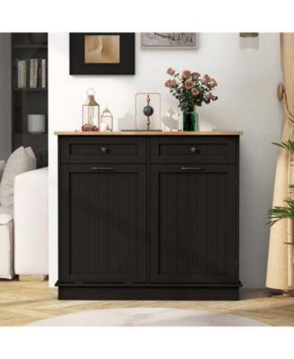 Kitchen Tilt Out Trash Cabinet with 2 Drawers and Adjustable Shelf