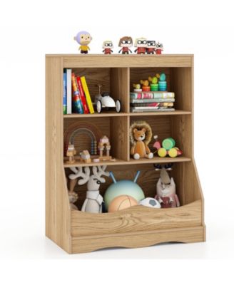 34.5" Kids Bookshelf with 5 Bins for Playroom and Living Room