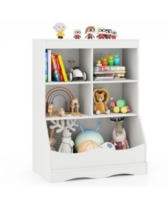 34.5" Kids Bookshelf with 5 Bins for Playroom and Living Room