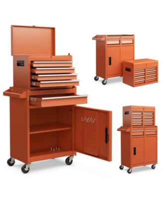 2-in-1 Rolling Tool Chest with 5 Sliding Lockable Drawers