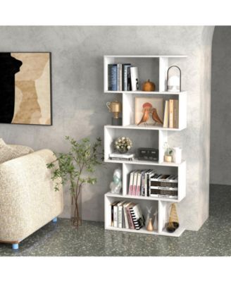 5-Tier Bookshelf with Anti-Toppling Device for Living Room Home Office