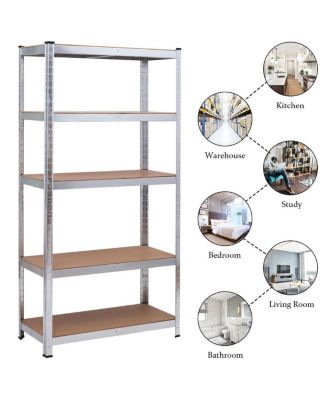 72 Inch Storage Shelf Steel Metal 5 Levels Adjustable Shelves