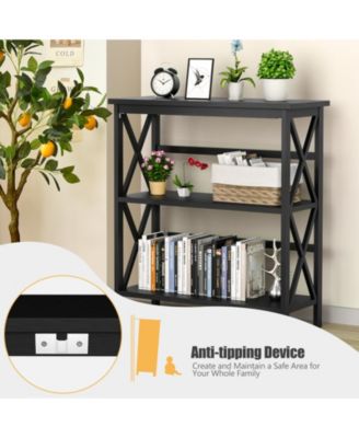 3-Tier Wooden Multi-Functional X-Design Etagere Storage Bookshelf