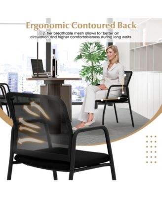 Waiting Room Chair Set of 2 Office Guest Chairs with Ergonomic Mesh Backrest