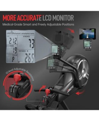Rowing Machine, Air Magnetic Foldable Rowing Machines for Home Use, Rower Machine with 49.5" Rail, Backlit Monitor, Bluetooth, App Supported, Tablet Holder