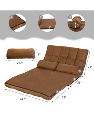 48" x 44.5" x 23" 6-Position Foldable Floor Sofa Bed with Detachable Cloth Cover
