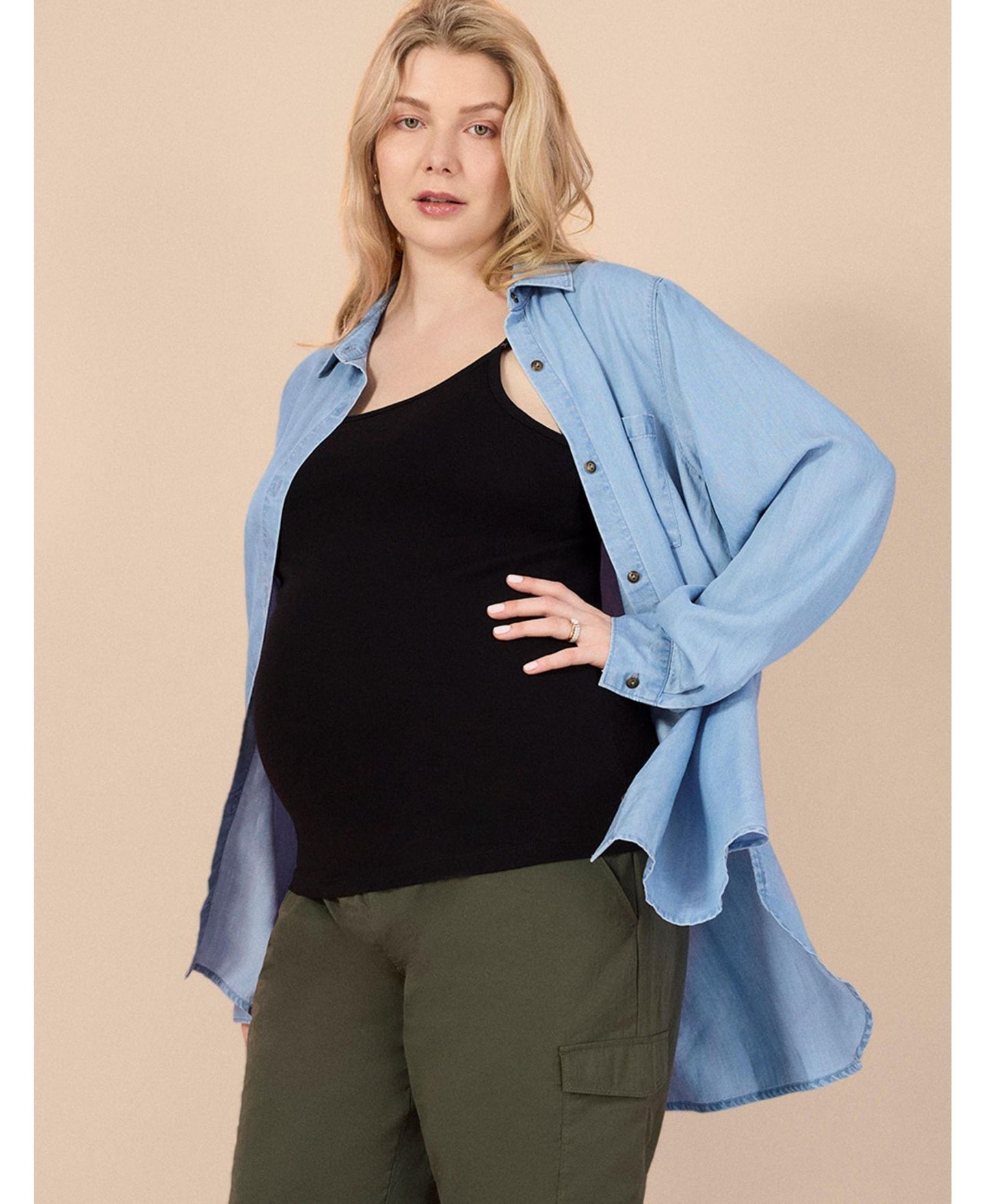 Женский топ Motherhood Maternity Plus Size Clip Down Nursing Tank Top - Motherhood, цвет: Чёрный — фото 5