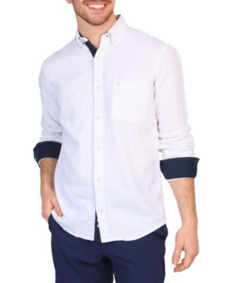 Solid Linen Blend Long Sleeve Shirt