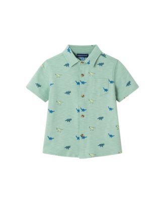 Toddler Boys Toddler/Child Lt Green Dino Print Knit Buttondown Set