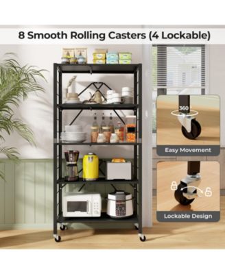 5-Tier Foldable Storage Shelf with Wheels