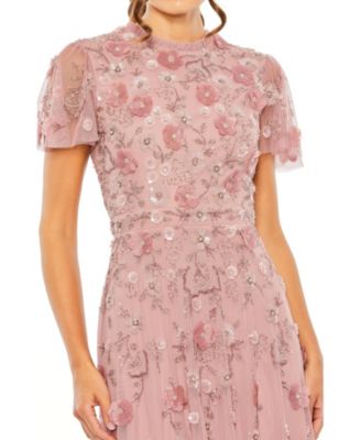 Mac Duggal Women's Embellished High Neck Cap Sleeve A Line