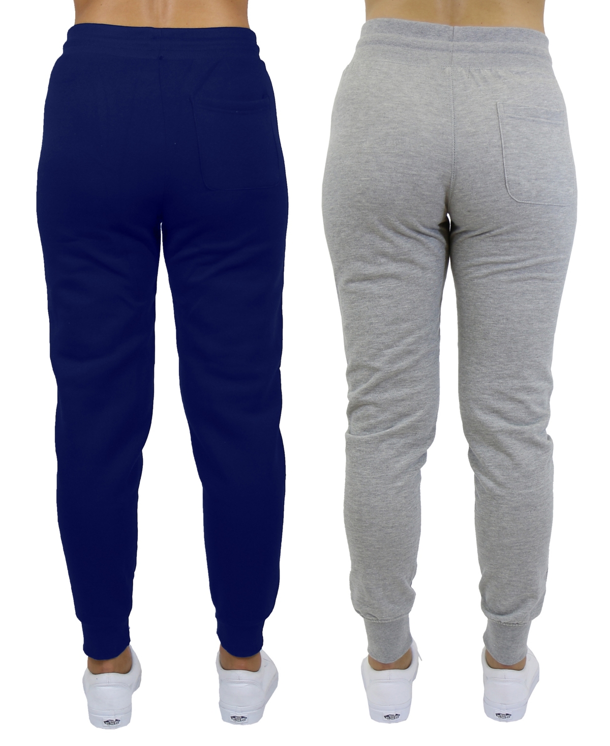 Galaxy By Harvic Women's Loose Fit Fleece Lined Jogger Sweatpants With Zipper Pockets-2 Pack In Navy-heather Gray