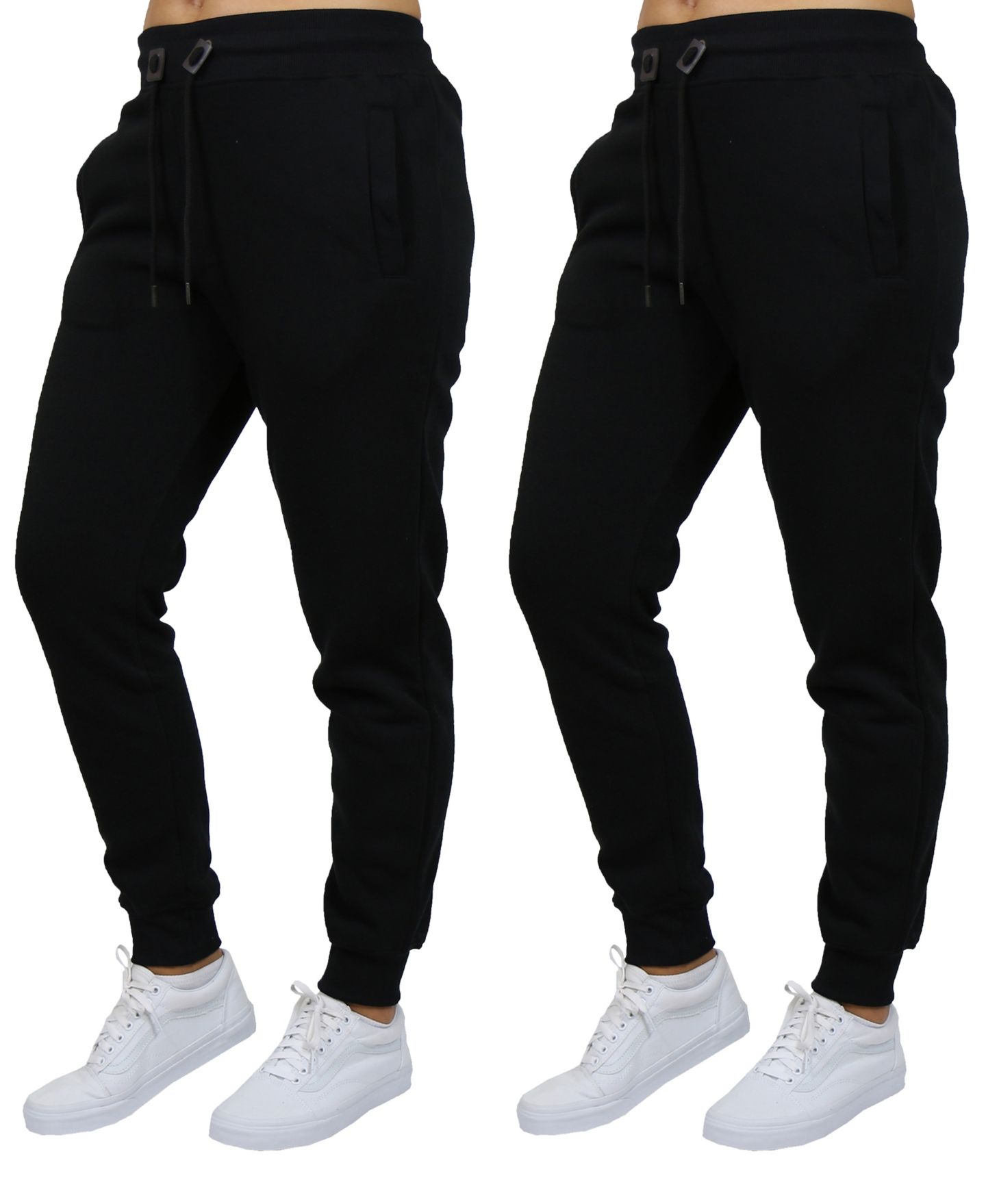Женские брюки Galaxy By Harvic Loose Fit Fleece Lined Jogger Sweatpants-2 Pack, цвет: Чёрный — фото 1