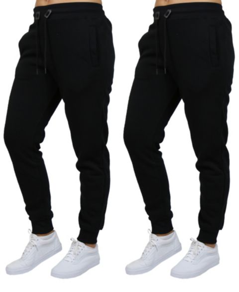 Женские брюки Galaxy By Harvic Loose Fit Fleece Lined Jogger Sweatpants-2 Pack, цвет: Чёрный