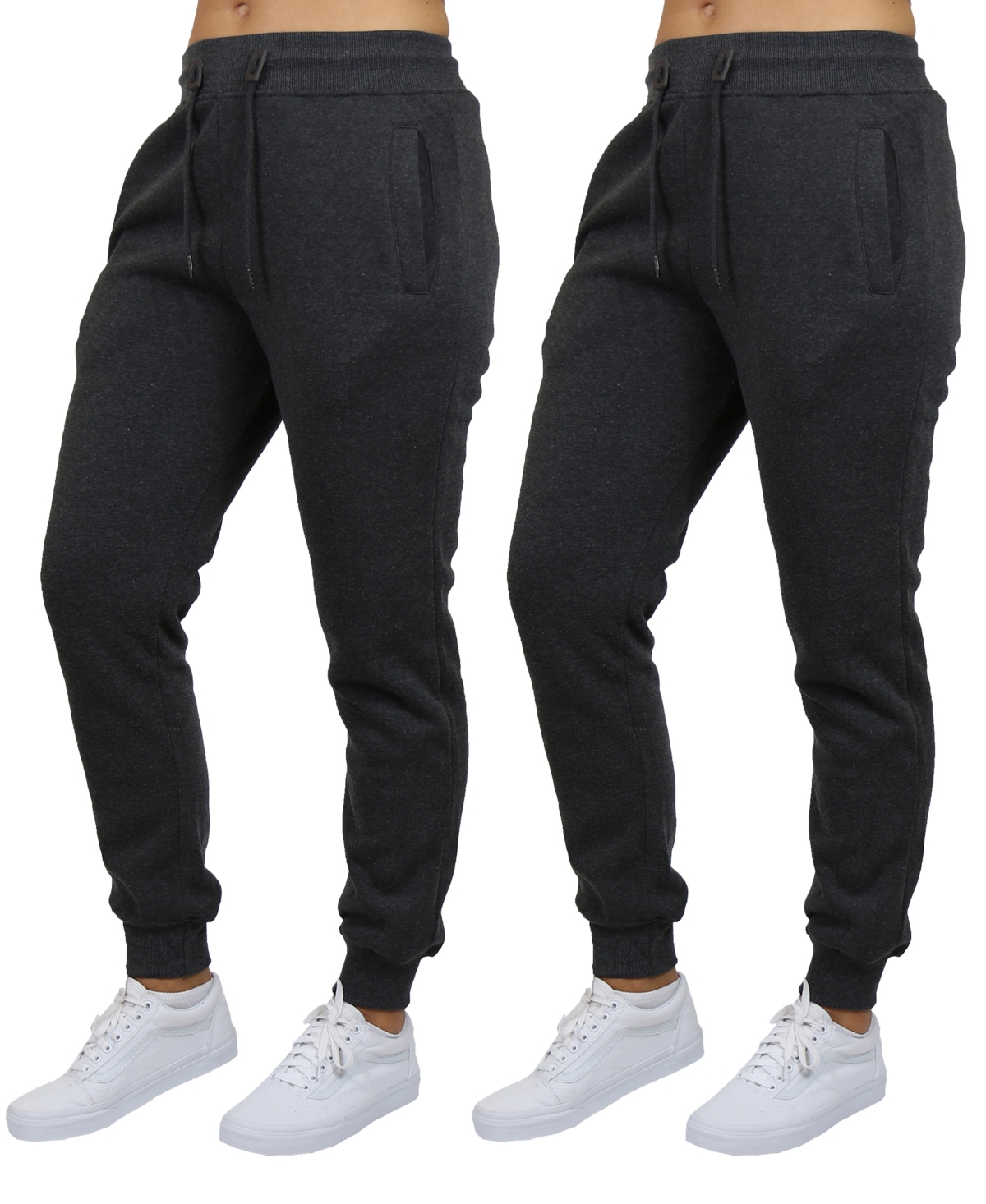 Shop Galaxy By Harvic Women's Loose Fit Fleece Lined Jogger Sweatpants-2 Pack In Charcoal-charcoal