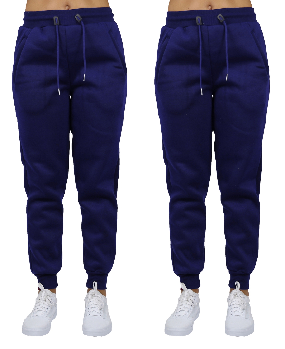 Shop Galaxy By Harvic Women's Loose Fit Fleece Lined Jogger Sweatpants-2 Pack In Navy-navy