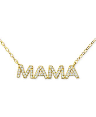 Giani Bernini - Cubic Zirconia Mama Pendant Necklace in 18k Gold-Plated Sterling Silver (also in Sterling Silver), 16" + 2" extender