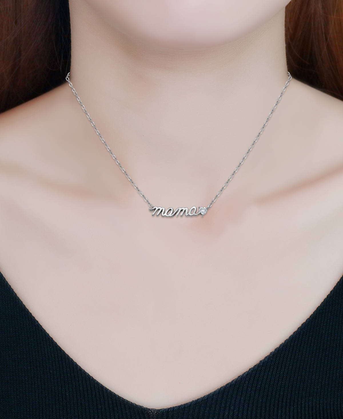 Giani Bernini Cubic Zirconia Mama Script Pendant Necklace In 18k Gold-plated Sterling Silver (also In Sterling Sil In Silver