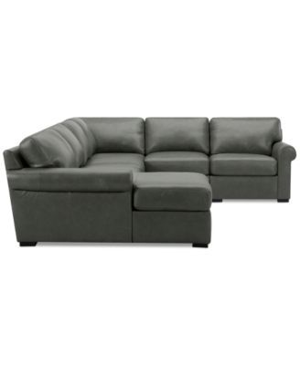 Radley Roll Arm 132" 6-Pc. Leather Square Corner Chaise Sectional