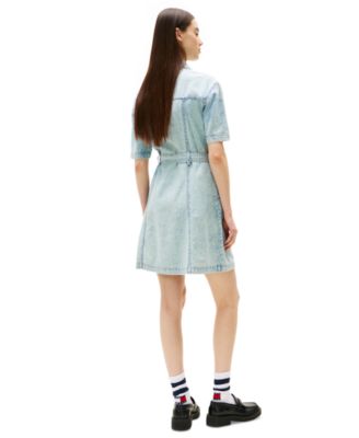 Women's Cotton Belted Denim Shirtdress