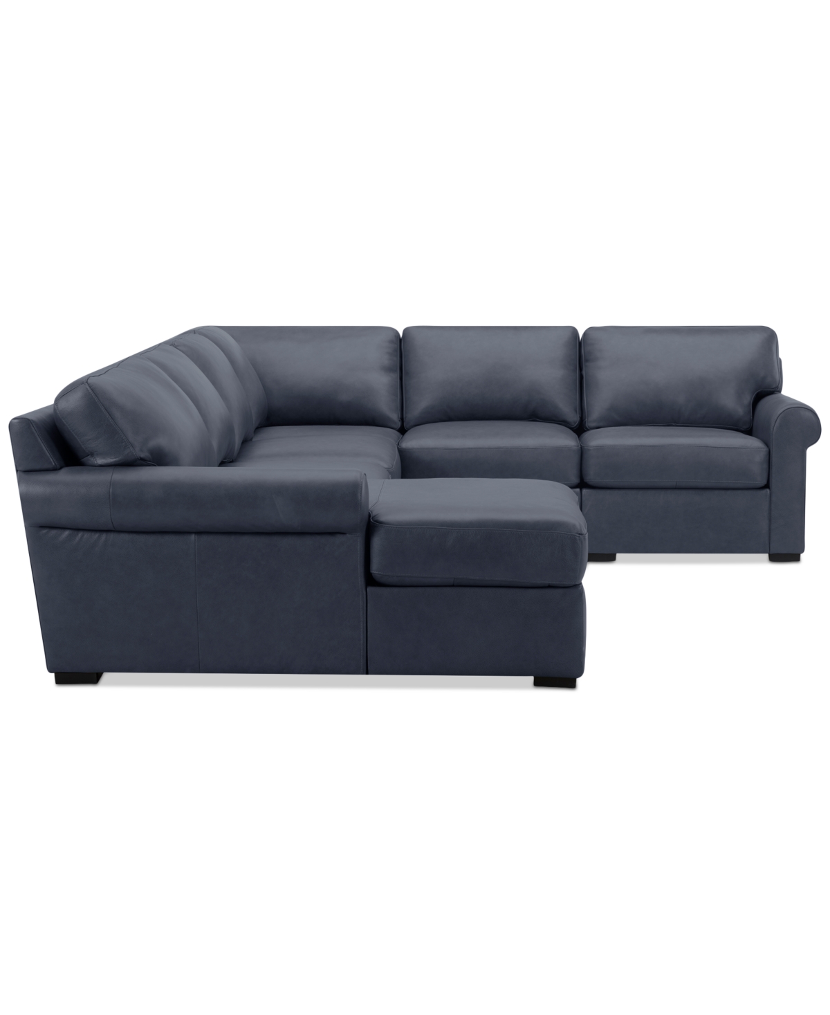 Macy's Radley Roll Arm 132" 6-pc. Leather Square Corner Chaise Sectional, Exclusively At