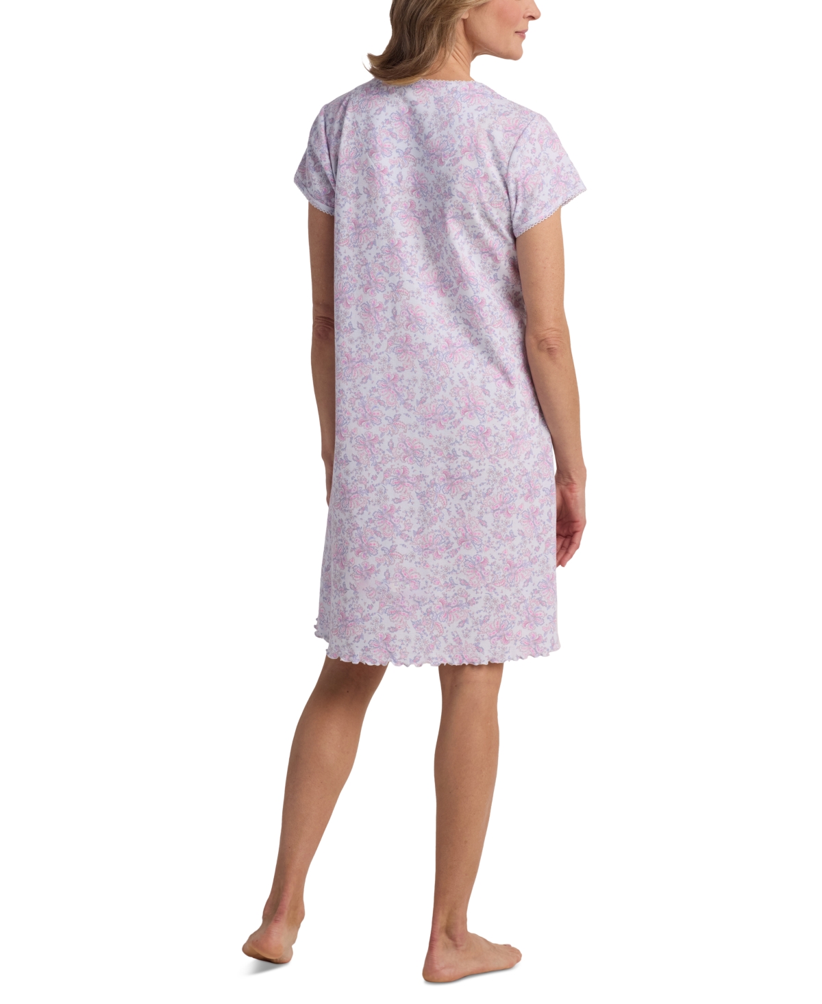 Miss Elaine Women's Cap-sleeve Floral Nightgown In Pink