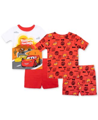 Cars - Toddler Boys Cotton Short-Sleeve Tops & Shorts Pajamas, 4 Piece Set