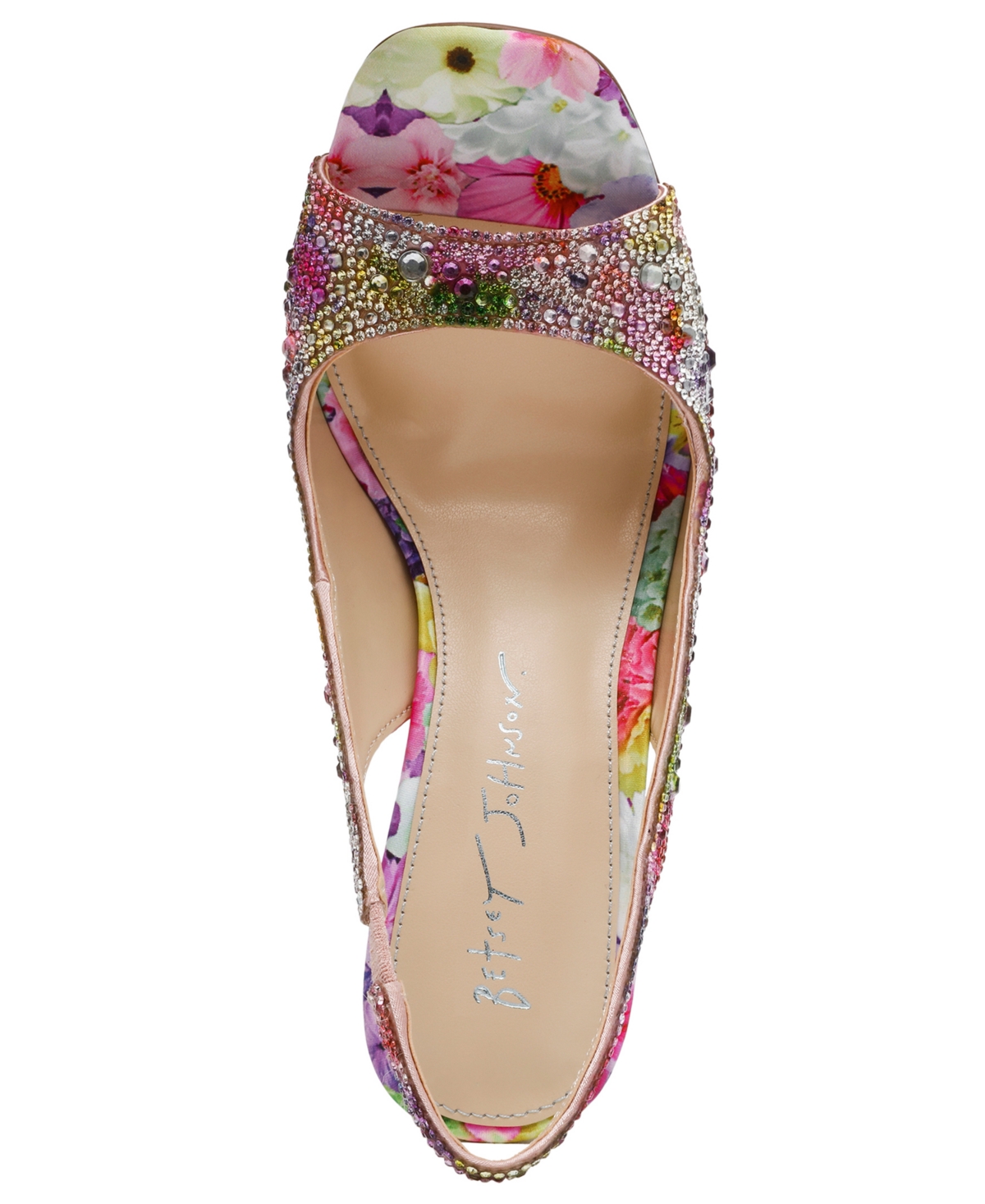 BETSEY JOHNSON WOMEN'S MINA RHINESTONE PEEP TOE EVENING SANDALS 