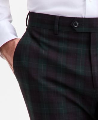 Men's Slim-Fit Green & Burgundy Plaid Suit Separate Pants, Macy's Exclusive