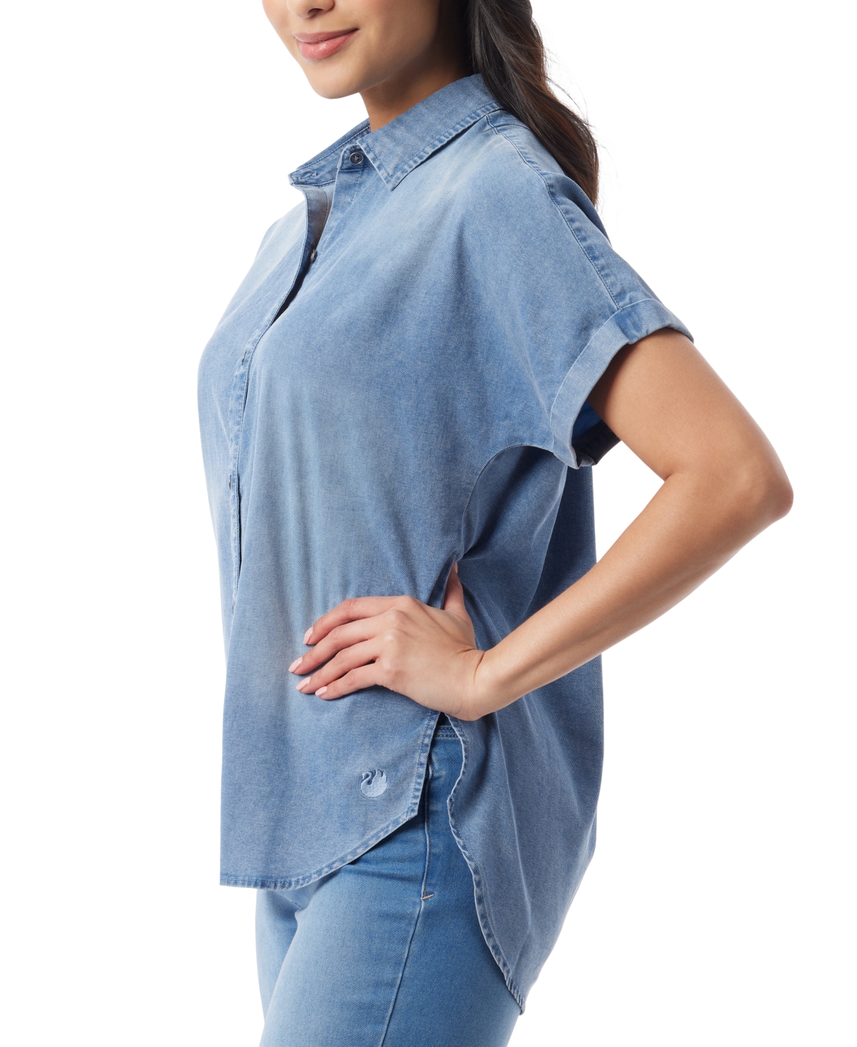 Gloria Vanderbilt Women's Daisy Relaxed Short-sleeve Shirt In Blue