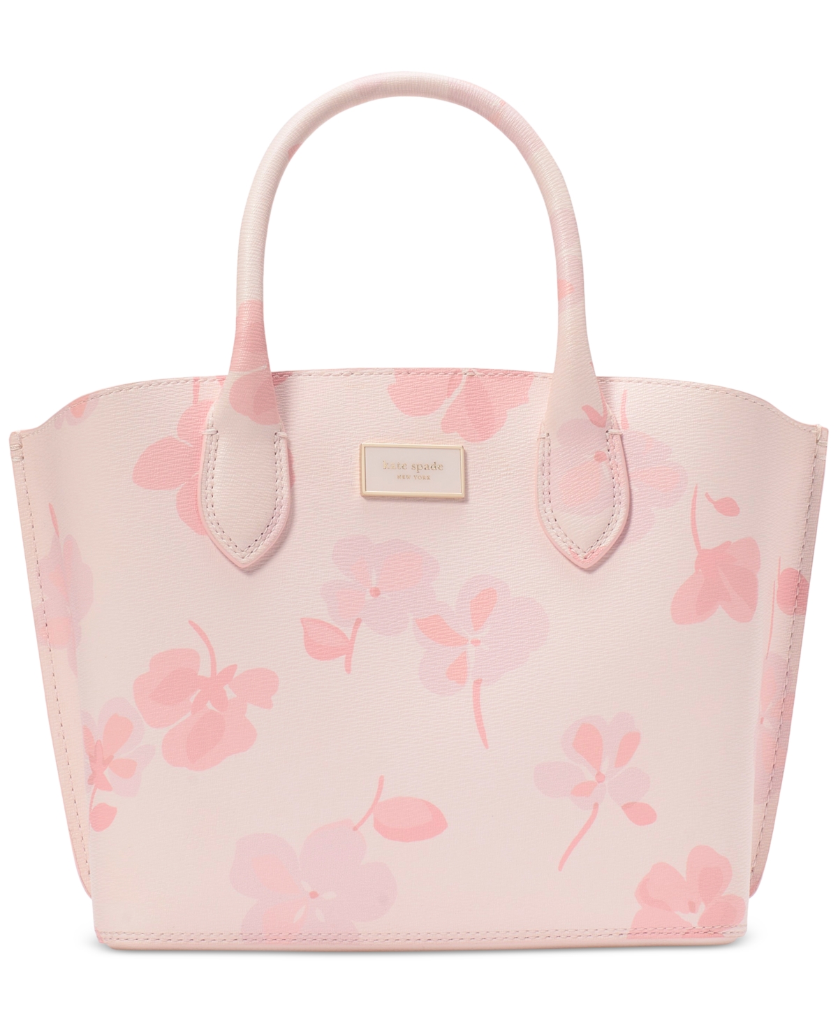 spring pansies Suite Leather Tote Bag - Blush Cloud Multi