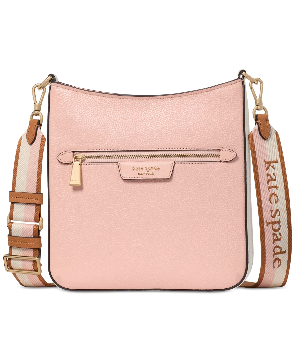 Kate Spade Hudson Colorblocked Pebbled Leather Small Messenger Crossbody In Rose Smoke Multi