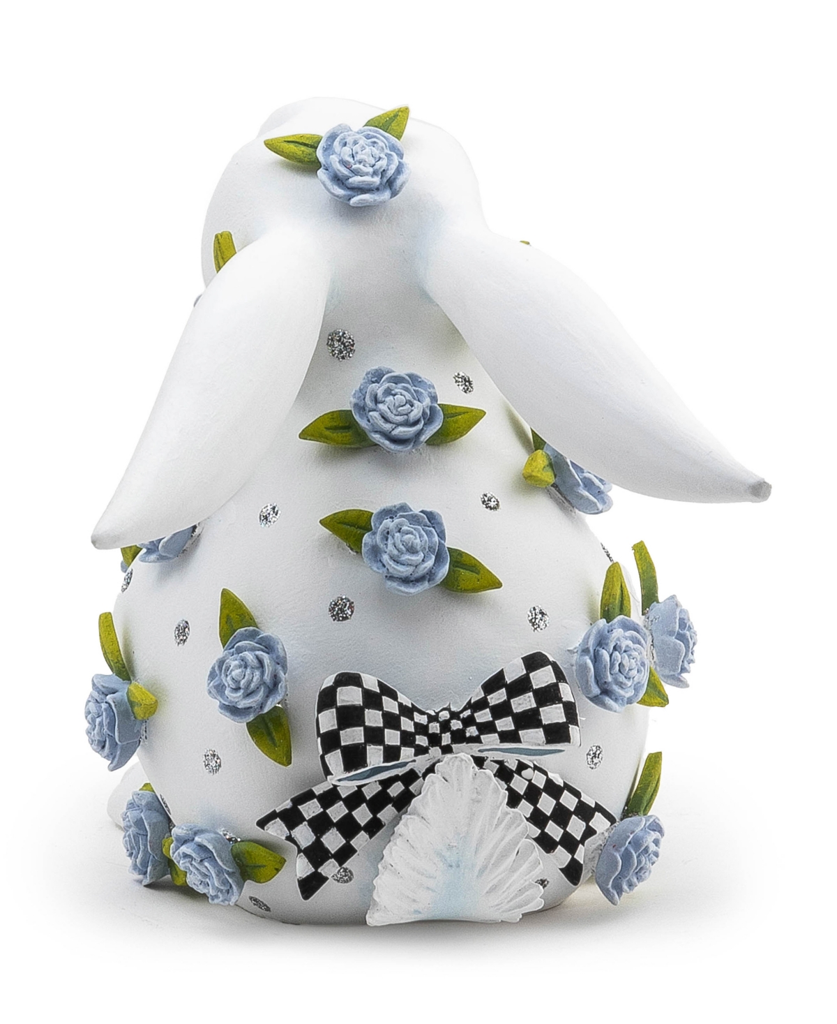 Mackenzie-childs Patience Brewster Periwinkle Peony Sitting Rabbit Figurine In Multi