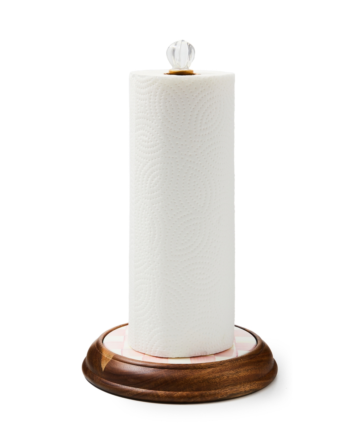 Mackenzie-childs Rosy Check Wood Paper Towel Holder In Multi