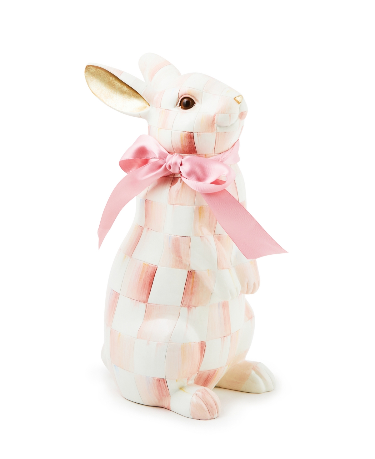 Mackenzie-childs Rosy Check Standing Bunny Figurine In Pink