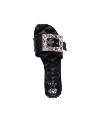 Women's Bianca Rhinestone Buckle Flat Sandals