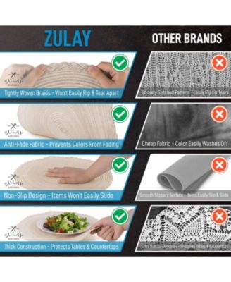 Braided Round Place Mats & Anti-Skid Placemat for Dining - Set of 6