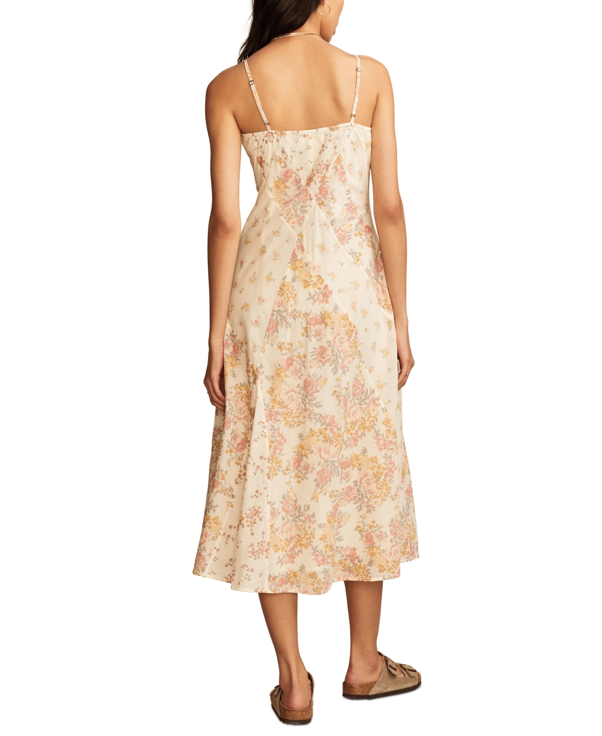 LUCKY BRAND WOMEN'S PATCHWORK PRINT MIDI SLIP DRESS 