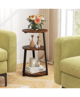 3-Tier Accent Round Side Table with Metal Frame-1 Piece